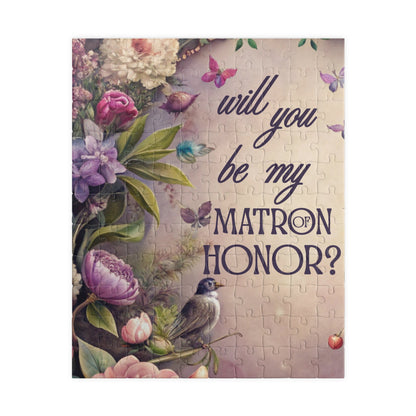 Matron of Honor Puzzle Proposal Gift – Will you be my Matron of Honor? | Floral Bridal Party Reveal Keepsake | Wedding Proposal Idea