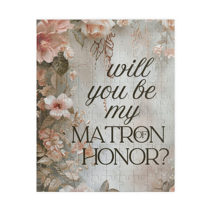 Matron of Honor Puzzle Proposal Gift – Floral Bridal Party Reveal Keepsake | Wedding Proposal Idea