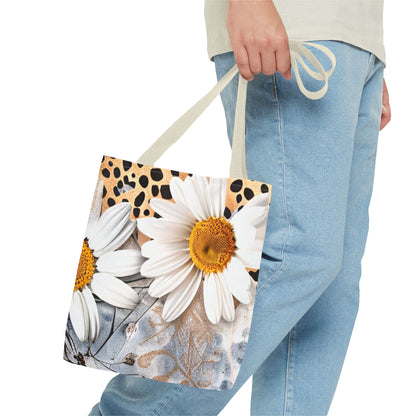 Floral Art Tote Bag - Daisies, Animal and Denim Print Stylish & Functional for Everyday Use