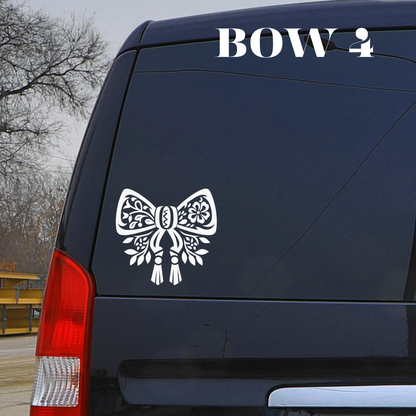 Chinoiserie-Inspired Bow Vinyl Decal  (Your choice:1 of f 5 style).  Elegant Decorative Ribbon Design Vinyl Decal for WIndows, computers, etc