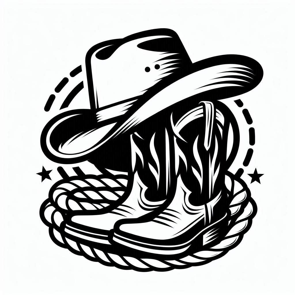 "Cowboy or Cowgirl" Hat, Boots & Rope Vinyl Decal – Western Ranch, Truck Window, Car, Cup, Window & Computer Decals
