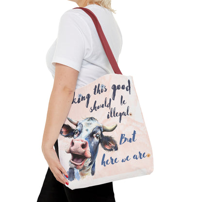 Humorous Cow Tote Bag - 'Looking This Good Should Be Illegal' - Gift Idea
