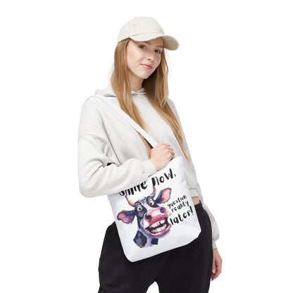 Funny Cow Tote Bag - 'Smile Now, Question Reality Later!' - Great Gift Idea, Mother's Day Gift