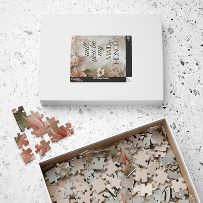 Maid of Honor Puzzle Proposal Gift – Floral Bridal Party Reveal Keepsake | Wedding Proposal Idea