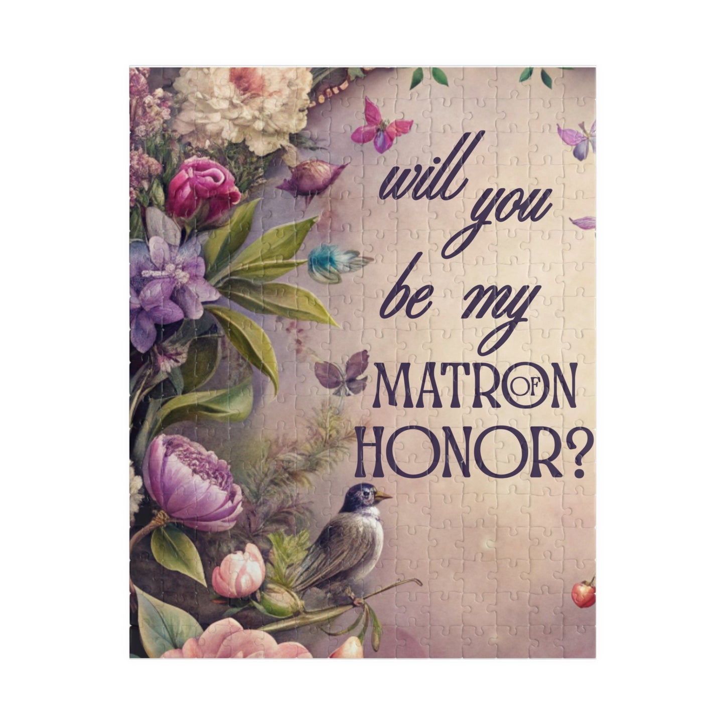 Matron of Honor Puzzle Proposal Gift – Will you be my Matron of Honor? | Floral Bridal Party Reveal Keepsake | Wedding Proposal Idea