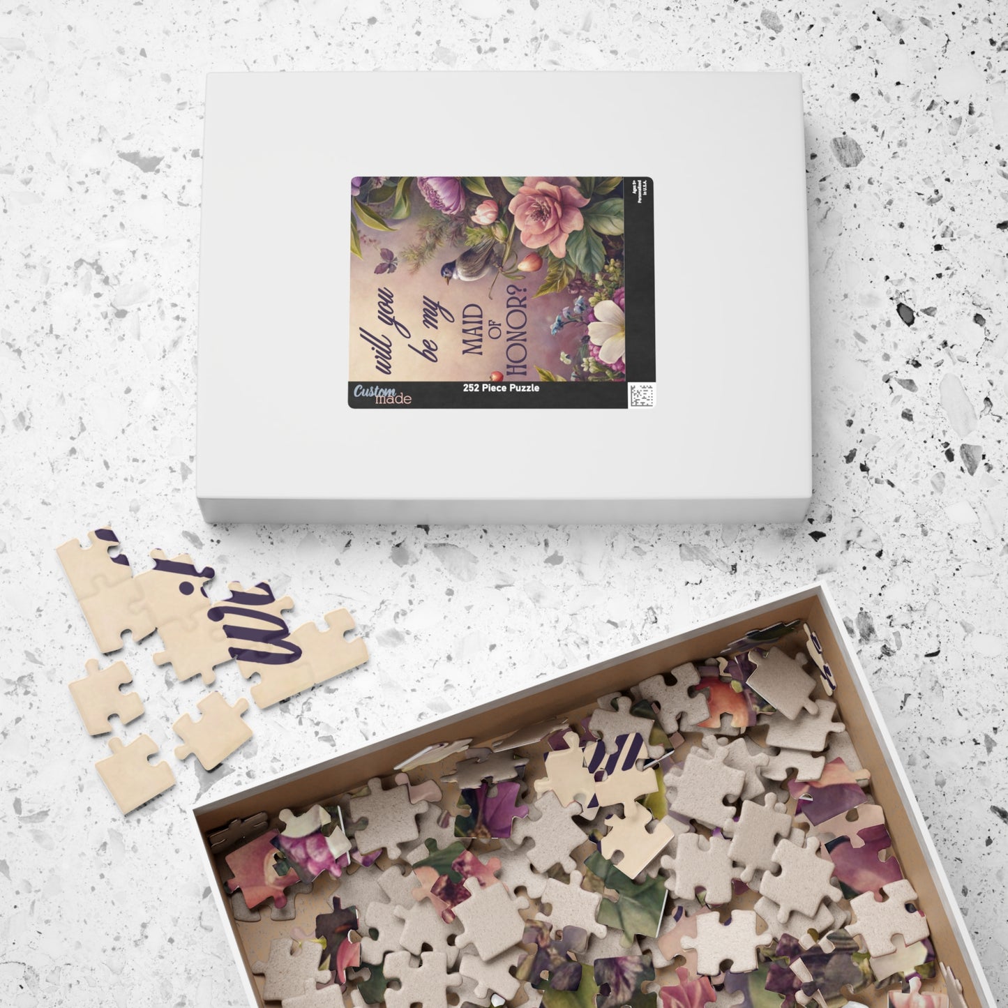 Maid of Honor Puzzle Proposal Gift – Will you be my Maid of Honor? | Floral Bridal Party Reveal Keepsake | Wedding Proposal Idea