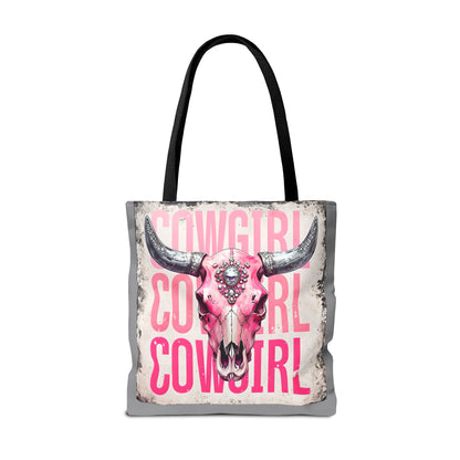 Pink Cowgirl Skull Tote Bag - Stylish Western Decor