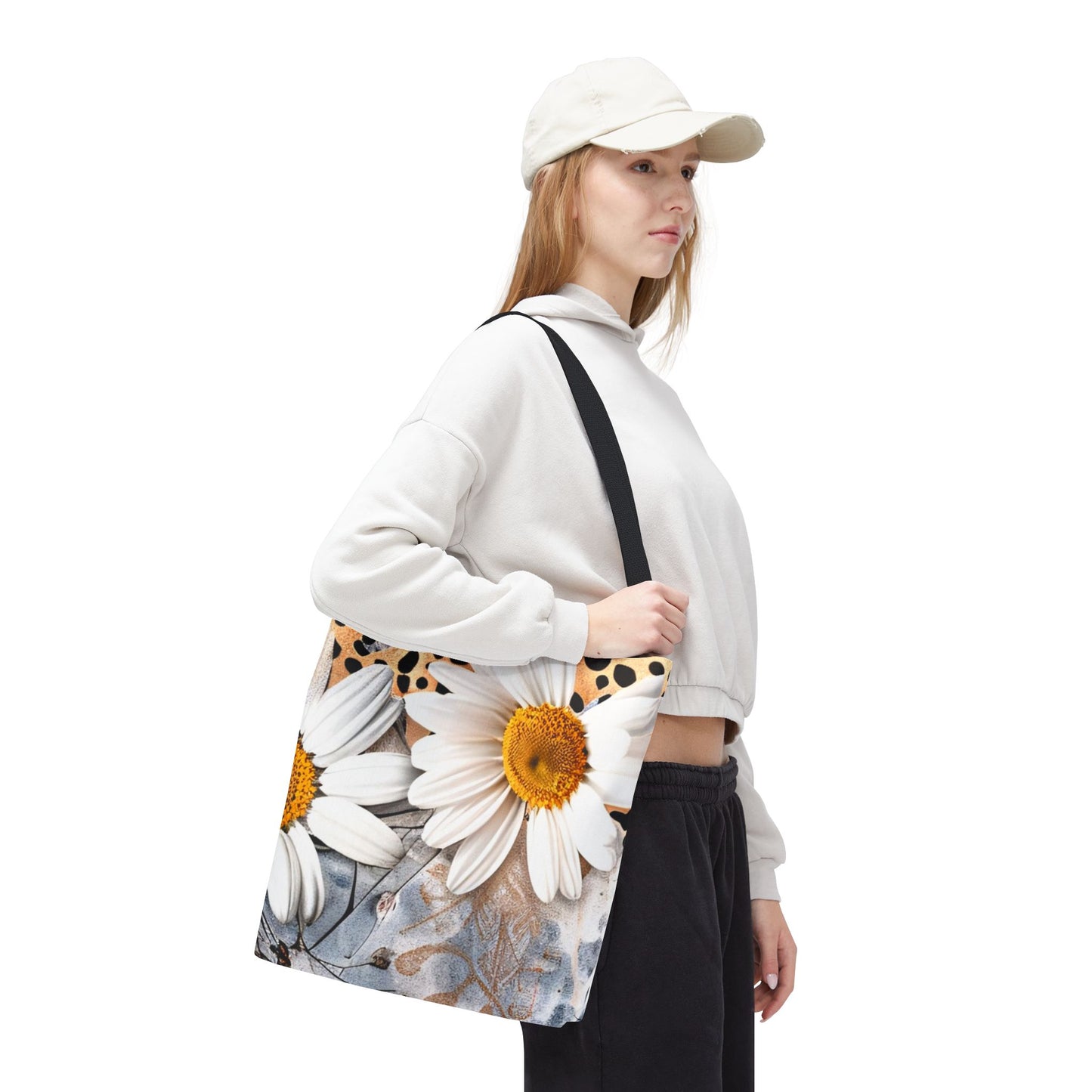 Floral Art Tote Bag - Daisies, Animal and Denim Print Stylish & Functional for Everyday Use