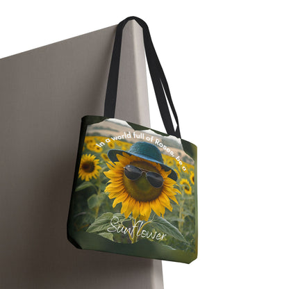 Sunflower with black handle Tote Bag - "In a World Full of Roses, Be a Sunflower"