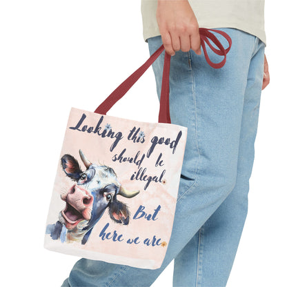 Humorous Cow Tote Bag - 'Looking This Good Should Be Illegal' - Gift Idea