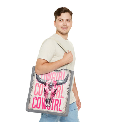 Pink Cowgirl Skull Tote Bag - Stylish Western Decor