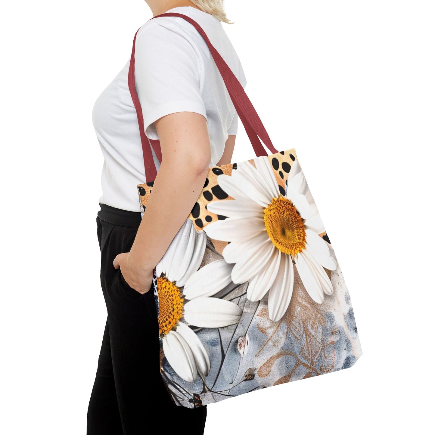 Floral Art Tote Bag - Daisies, Animal and Denim Print Stylish & Functional for Everyday Use