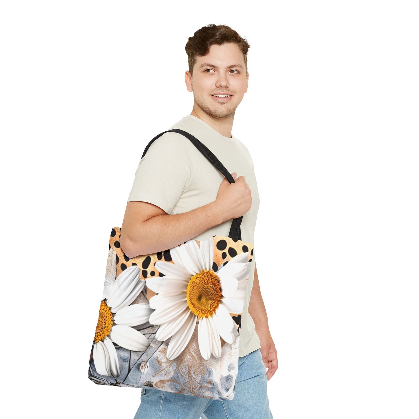 Floral Art Tote Bag - Daisies, Animal and Denim Print Stylish & Functional for Everyday Use