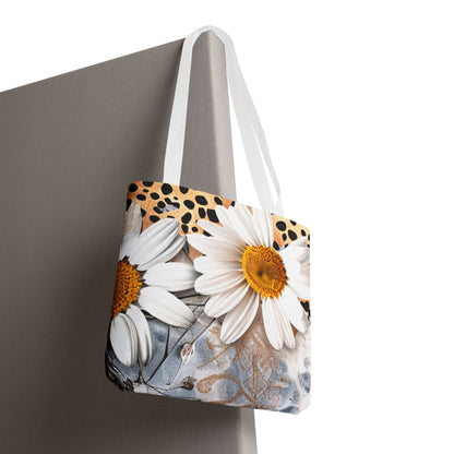 Floral Art Tote Bag - Daisies, Animal and Denim Print Stylish & Functional for Everyday Use