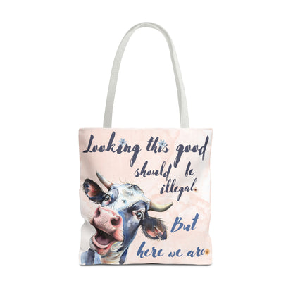 Humorous Cow Tote Bag - 'Looking This Good Should Be Illegal' - Gift Idea