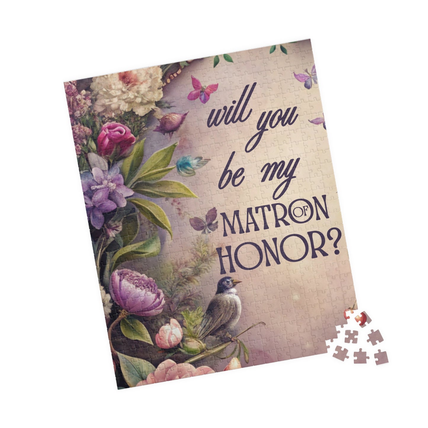 Matron of Honor Puzzle Proposal Gift – Will you be my Matron of Honor? | Floral Bridal Party Reveal Keepsake | Wedding Proposal Idea