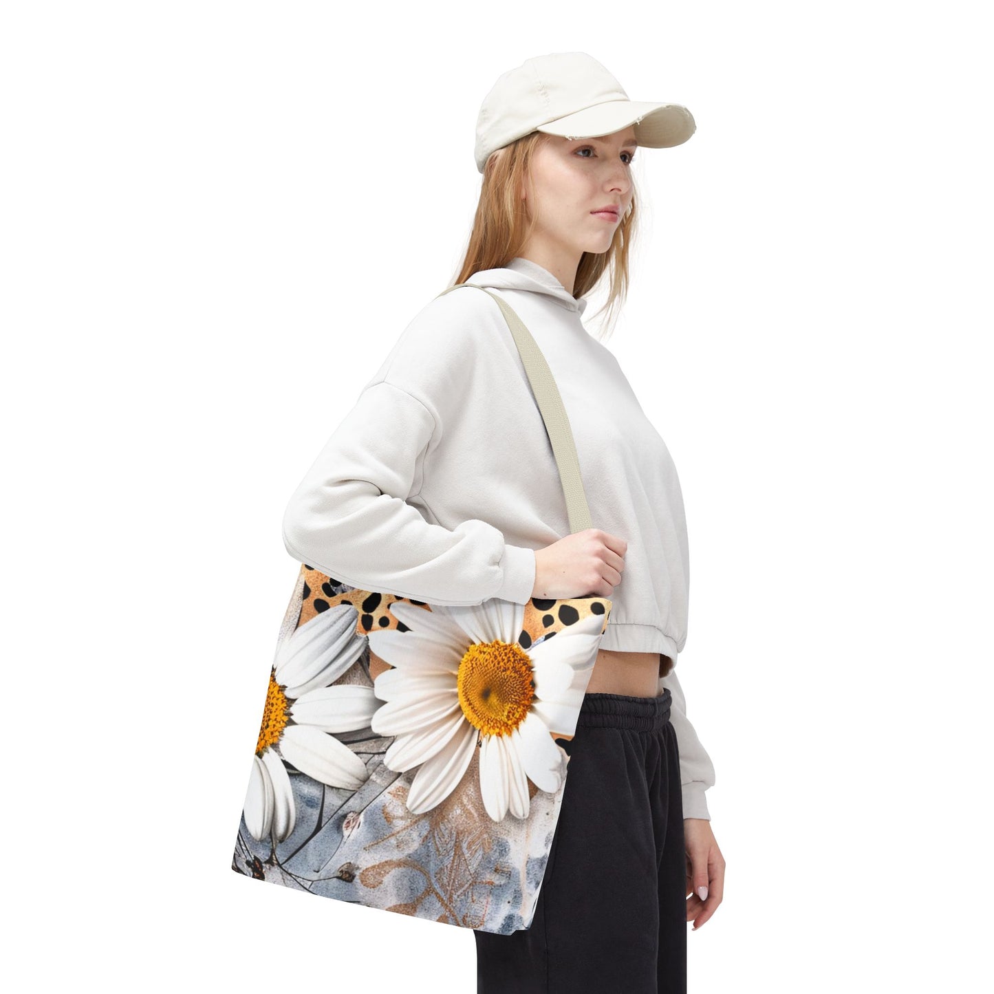 Floral Art Tote Bag - Daisies, Animal and Denim Print Stylish & Functional for Everyday Use