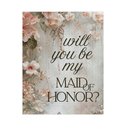 Maid of Honor Puzzle Proposal Gift – Floral Bridal Party Reveal Keepsake | Wedding Proposal Idea