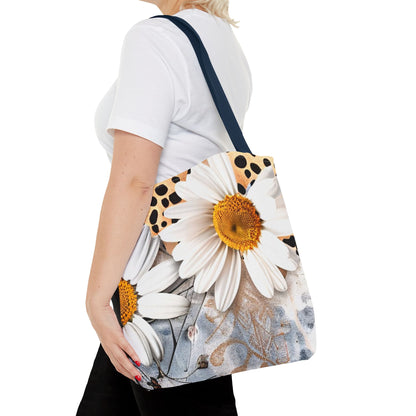Floral Art Tote Bag - Daisies, Animal and Denim Print Stylish & Functional for Everyday Use