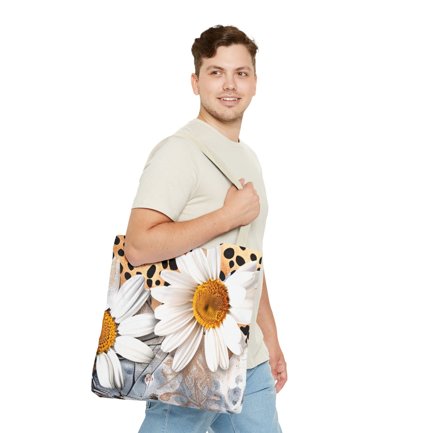 Floral Art Tote Bag - Daisies, Animal and Denim Print Stylish & Functional for Everyday Use