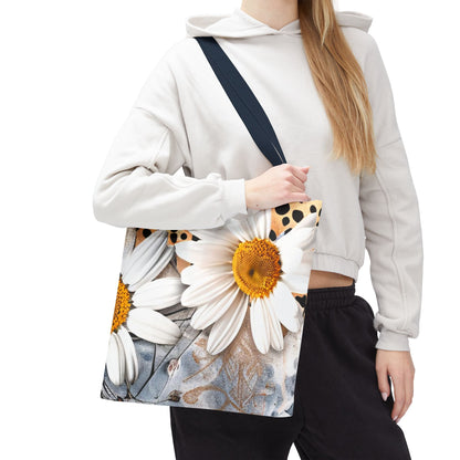 Floral Art Tote Bag - Daisies, Animal and Denim Print Stylish & Functional for Everyday Use