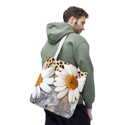 Floral Art Tote Bag - Daisies, Animal and Denim Print Stylish & Functional for Everyday Use