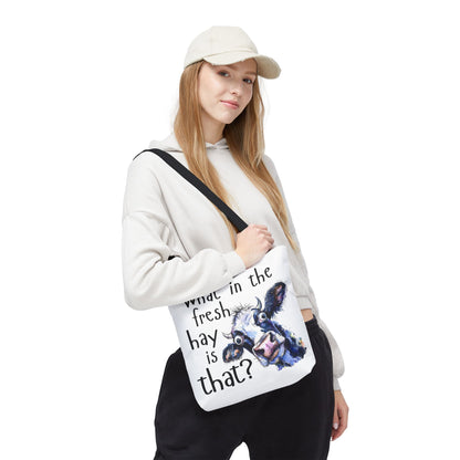 Funny Cow Tote Bag - "What in the Fresh Hay is That?" - Perfect for Farm Lovers & Everyday Use - Great Gift Idea