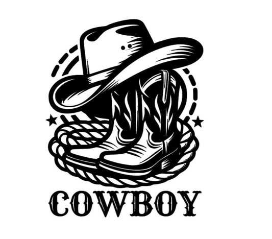 "Cowboy or Cowgirl" Hat, Boots & Rope Vinyl Decal – Western Ranch, Truck Window, Car, Cup, Window & Computer Decals