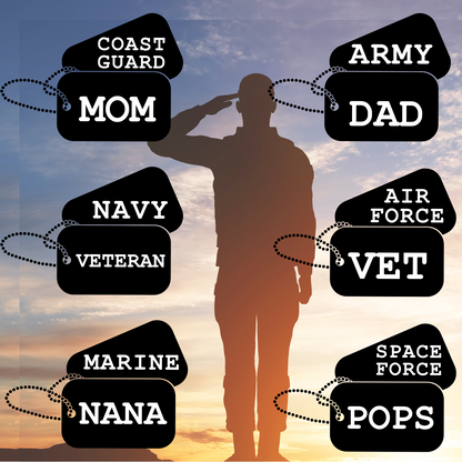 Custom Military Dog Tag Vinyl Decal – Personalized Army, Navy, Air Force, Marine, Space Force & Coast Guard Vinyl Decal for Windows cup and more