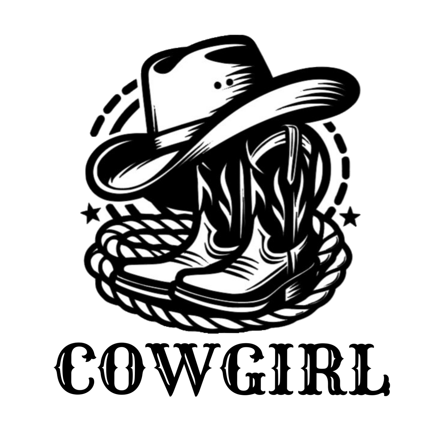 "Cowboy or Cowgirl" Hat, Boots & Rope Vinyl Decal – Western Ranch, Truck Window, Car, Cup, Window & Computer Decals