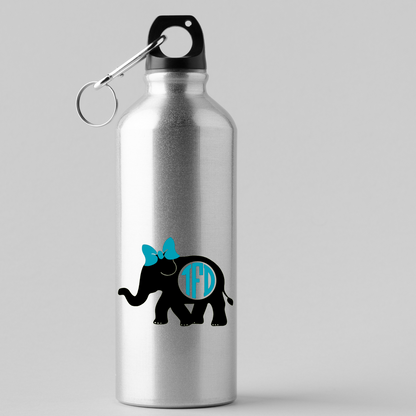 Elephant Circle Cut Monogram with Optional Bow Vinyl Decal - Custom/Personalized Elephant Decal