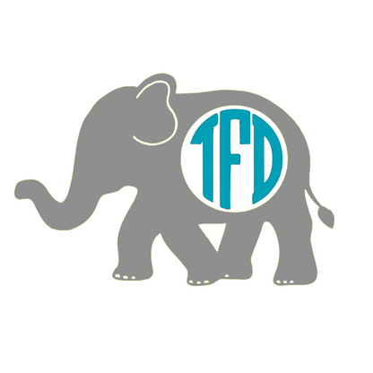Elephant Circle Cut Monogram with Optional Bow Vinyl Decal - Custom/Personalized Elephant Decal