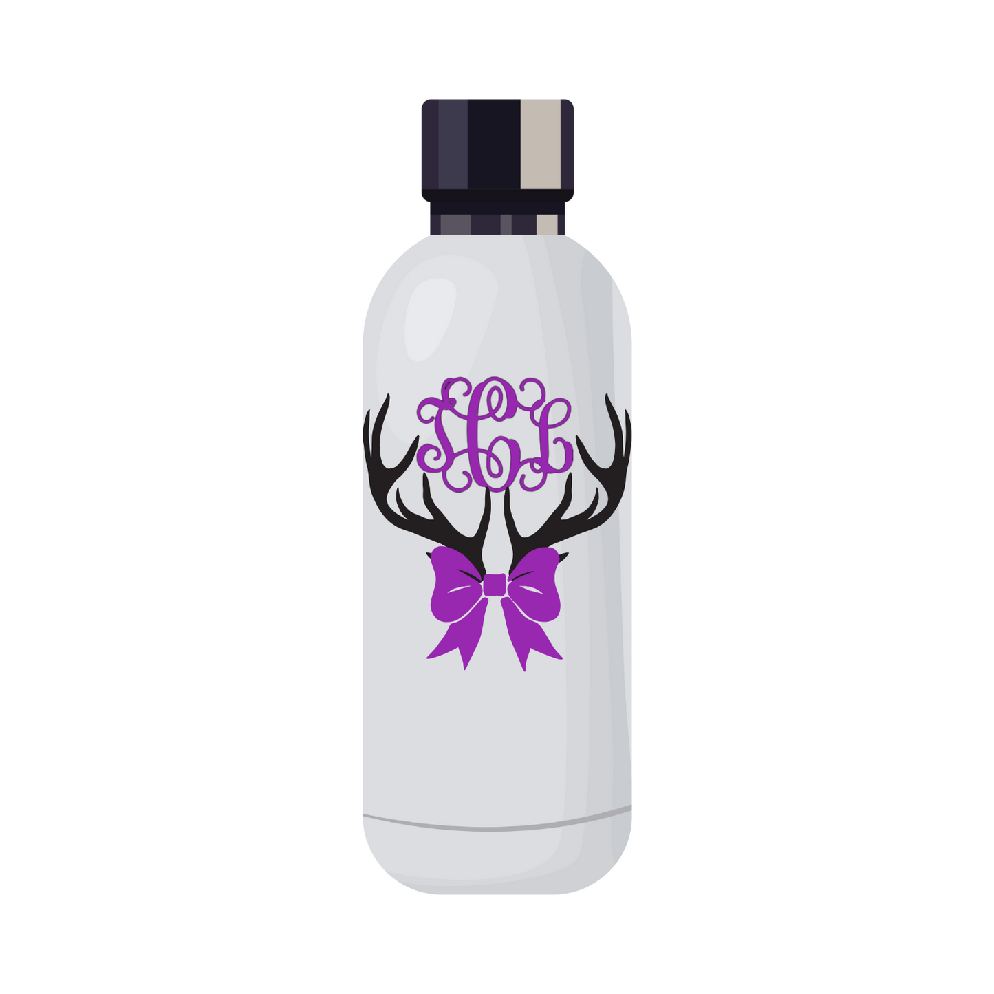 Deer Antlers with Monogram & Bow Vinyl Decal – Perfect for Country Girls, Hunting Lovers, Personalized Girlie Decal