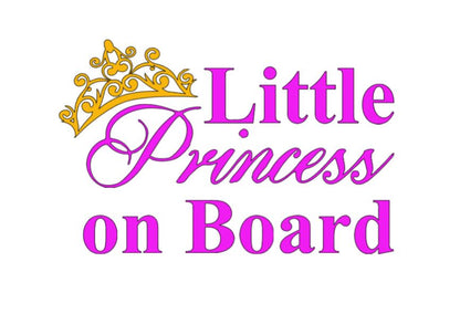 Little Princess on Board Vinyl Decal for car window – Cute Car Sign for Baby Girl – Adorable Crown Design