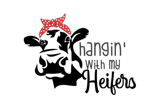 Cow Vinyl Decal 'Hangin' with My Heifers' – Funny Cow with Bandana  Window, Mug Decal