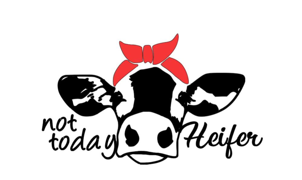 "Not Today Heifer" Cow  with Bandana Vinyl Decal – Funny Cow Sticker with Bandana (Dotted or Plain)