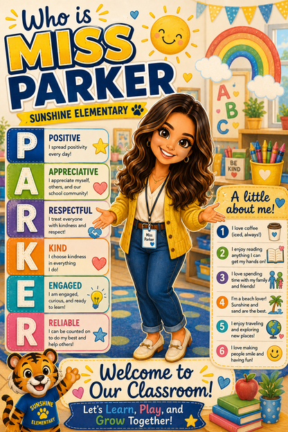 CUSTOM TEACHER & STAFF "ABOUT ME" POSTER | Personalized Back to School Digital Download