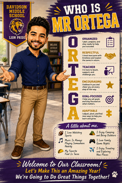 CUSTOM TEACHER & STAFF "ABOUT ME" POSTER | Personalized Back to School Digital Download
