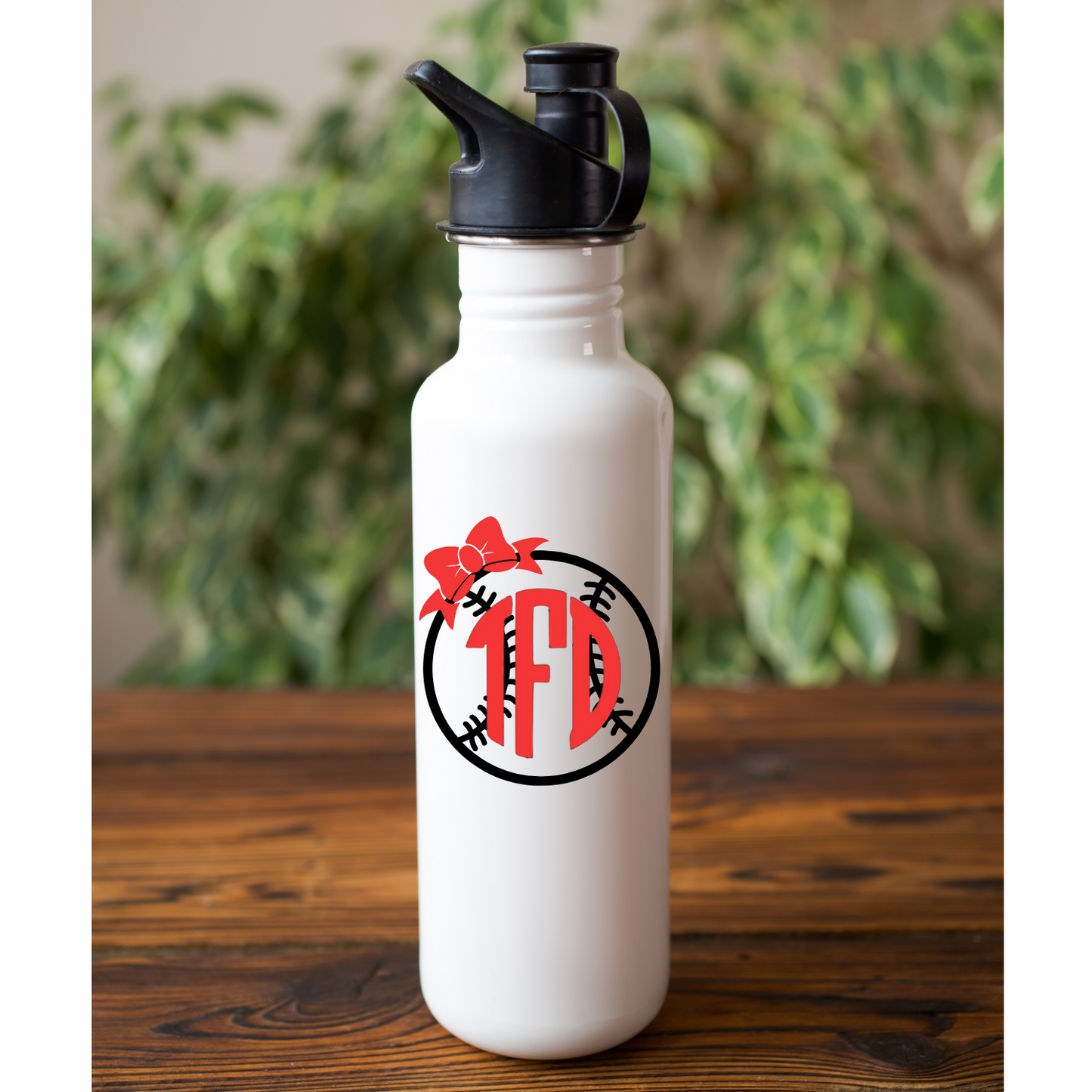 Softball or Baseball Fancy or Circle Cut Monogram Decal with optional Bow - Personalized Sports Vinyl Sticker for Cars, Helmets, and  water bottle