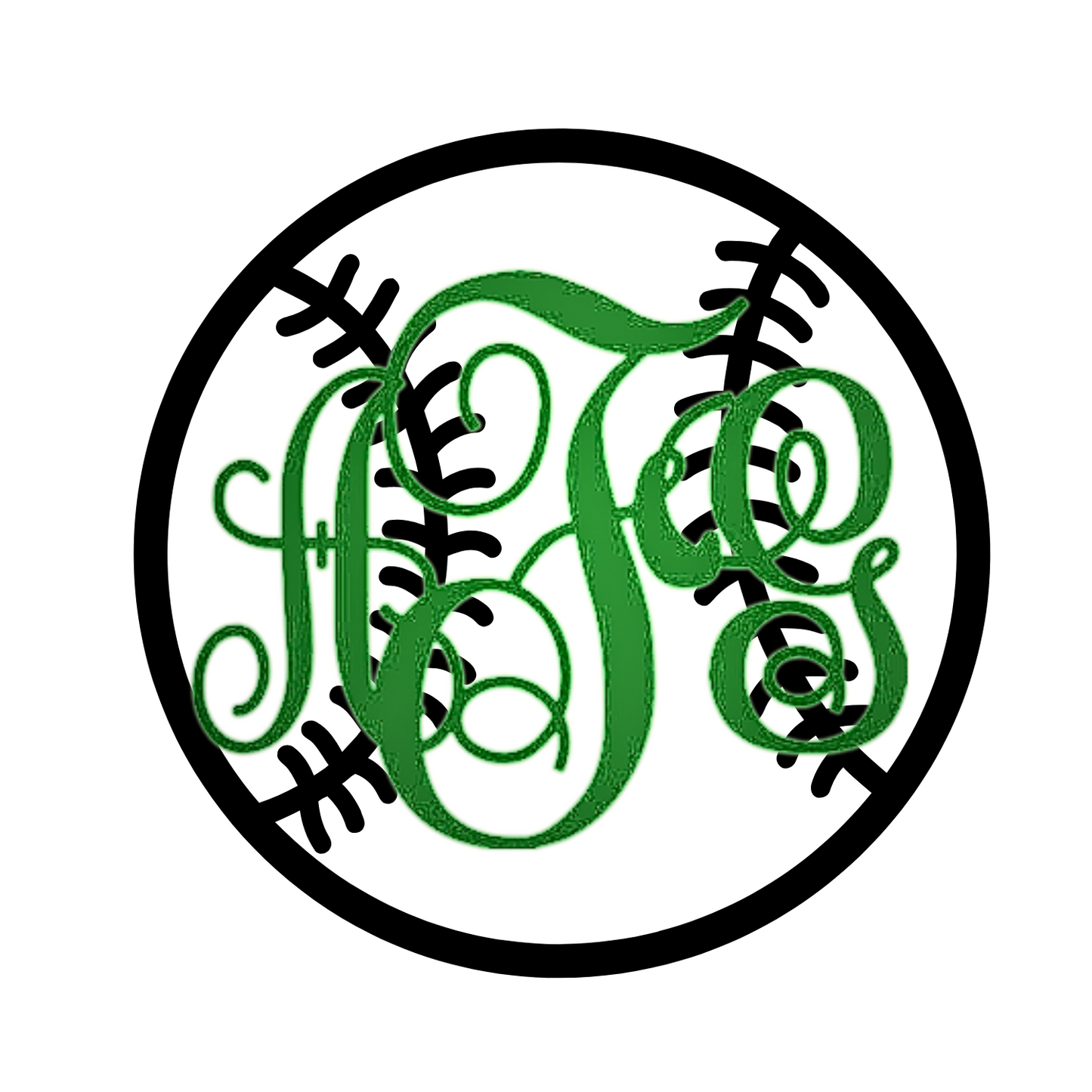 Softball or Baseball Fancy or Circle Cut Monogram Decal with optional Bow - Personalized Sports Vinyl Sticker for Cars, Helmets, and  water bottle