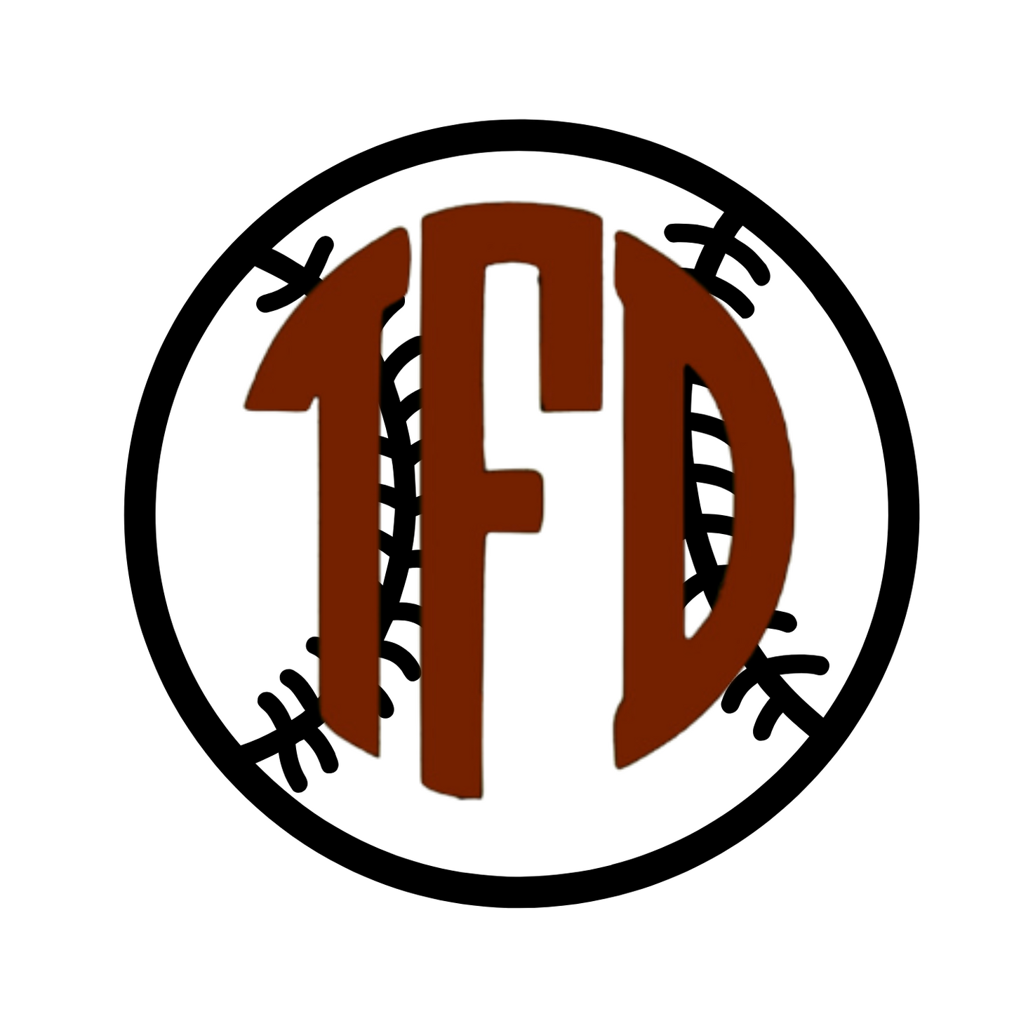 Softball or Baseball Fancy or Circle Cut Monogram Decal with optional Bow - Personalized Sports Vinyl Sticker for Cars, Helmets, and  water bottle