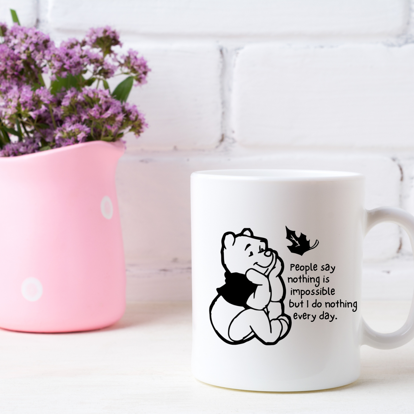 Pooh Vinyl Decal "people say nothing is impossible, but I do nothing every day" Quote Sticker – Cute Character Decor Winnie the Pooh Decal