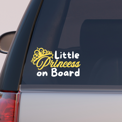 Little Princess on Board Vinyl Decal for car window – Cute Car Sign for Baby Girl – Adorable Crown Design