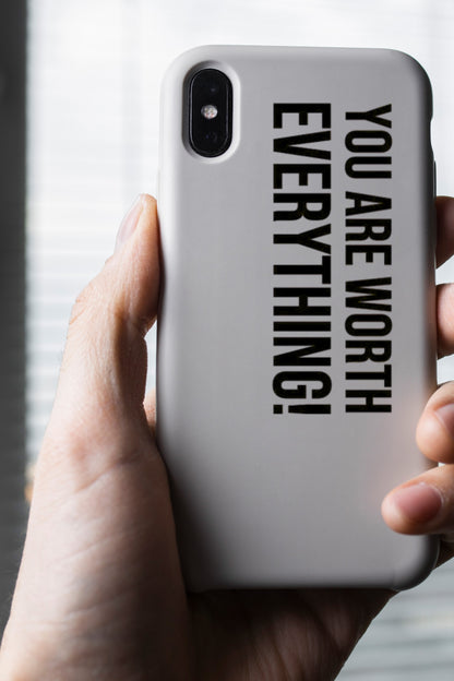 You Are Worth Everything Vinyl Decal | Self Love Self Care Sticker | Mirror, Laptop, Water Bottle | Uplifting Gift for Her