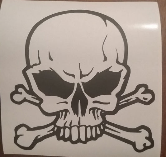 SKULL AND CROSS Bones Decal Window Decal Car Decal Computer Decal