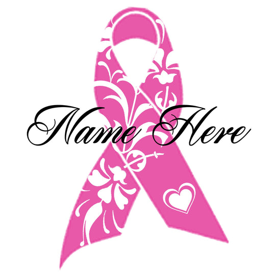 Custom Breast Cancer Awareness Ribbon Vinyl Decal, Breast Cancer Survivor Ribbon with Name