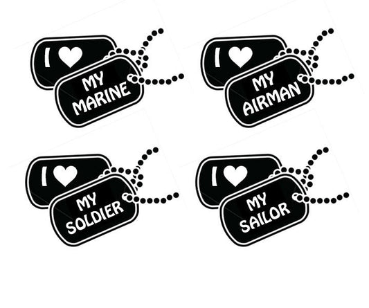 I hrt DOG TAG Decal Military Dog Tag Decal I hrt Dog Tag Decal  Army Navy Air Force Marine Dog Tag  RTIC Cup Decal Yeti Decal Window Decal
