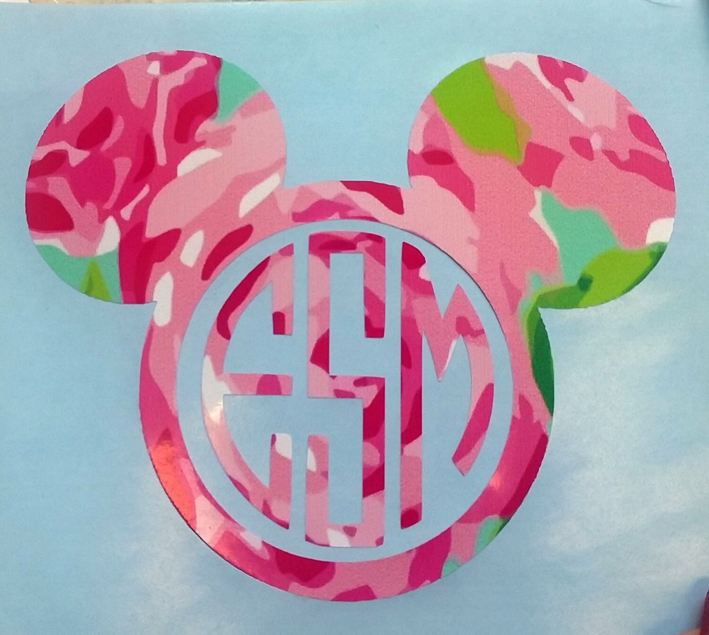 Micky/Minnie Mouse CIRCLE CUT Monogram Custom Circle Cut Minnie Mouse with Bow Monogram Decal Window Decal RTIC Cup Decal Yeti Decal