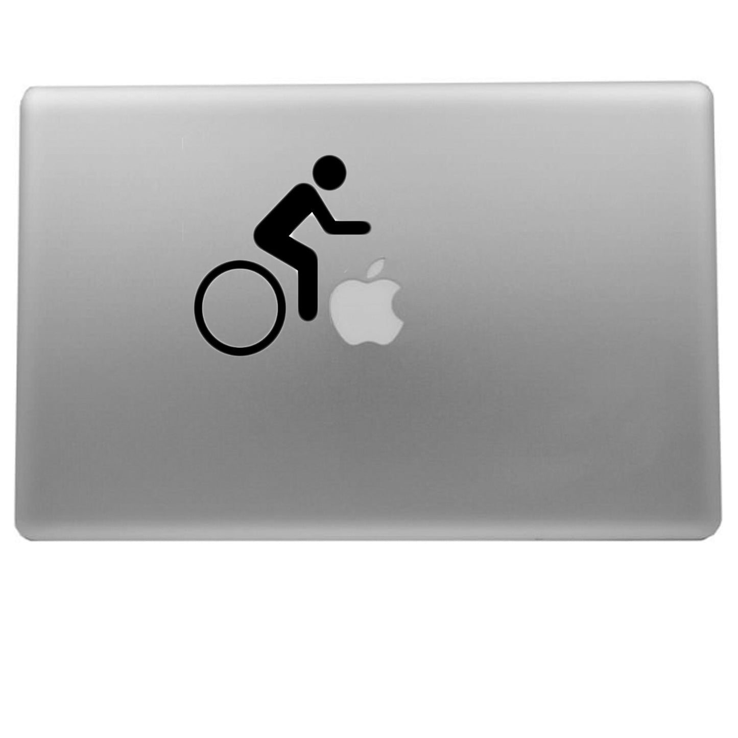 Bike Rider Apple Computer Decal – Unique Stick Figure Design for Cell Phones, MacBooks, and Laptops