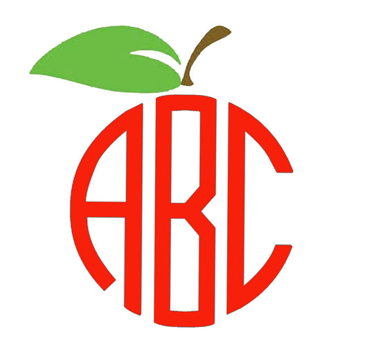 Monogram Decal Teacher Decal CIRCLE CUT Monogram Apple  - Custom Circle Cut Apple  Decal  - Teacher decal -  RTIC Cup Decal Yeti Decal